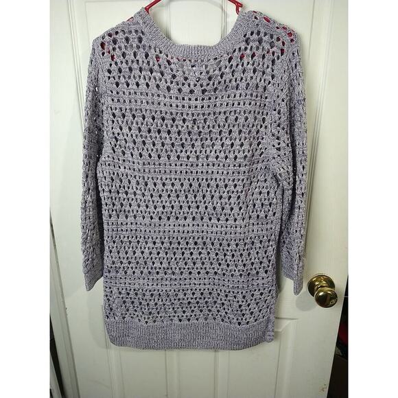 Croft And Barrow Purple Open Knit Tunic Slit Side Sweater. Size XL - Picture 11 of 11